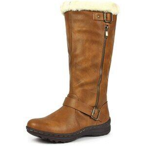 Women's Winter Fully Fur Lined Zipper Closure Snow Knee High Boots, Camel